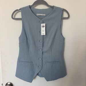 Abercrombie & Fitch Light Blue Striped Vest